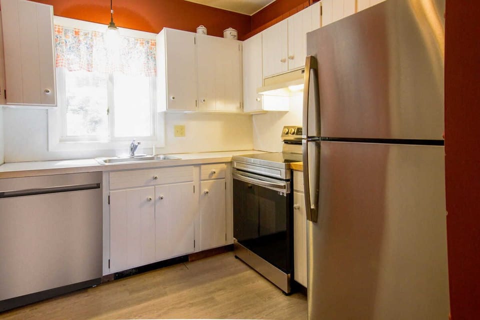 Kitchen with stainless steel appliances