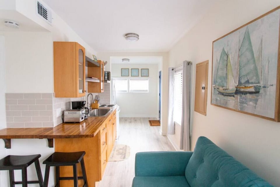 The living area is quite small but there is still seating for up to 4 people