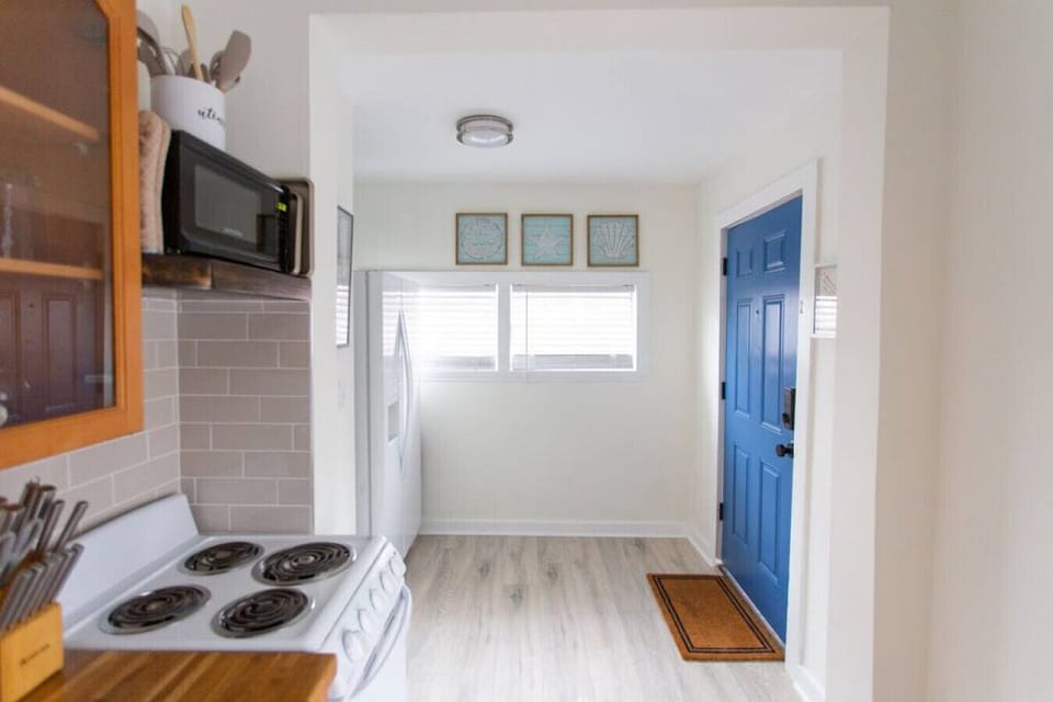 The unit is small but fits in quite a bit! Full kitchen included`