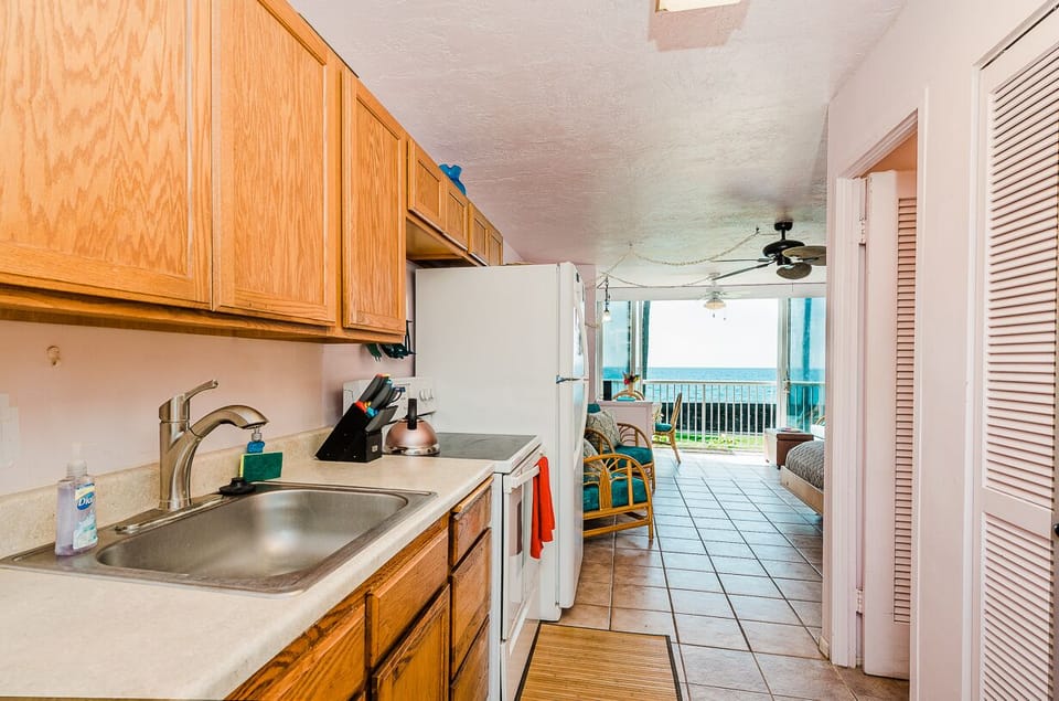 Kitchen stocked for guests use 