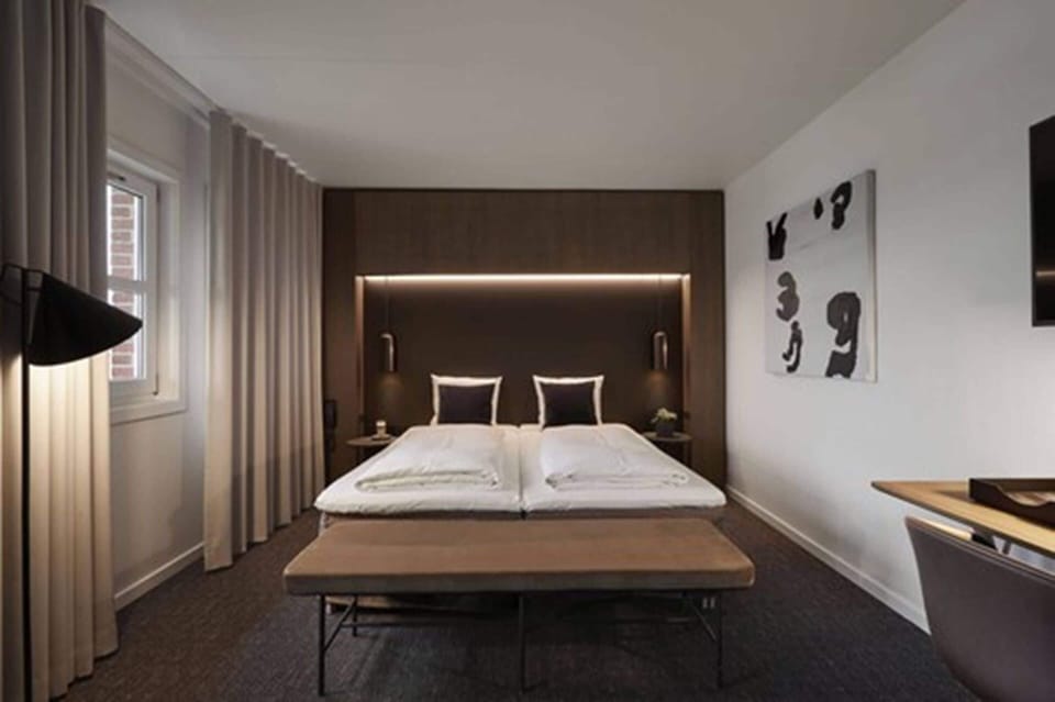 Premium bedding, desk, blackout drapes, iron/ironing board