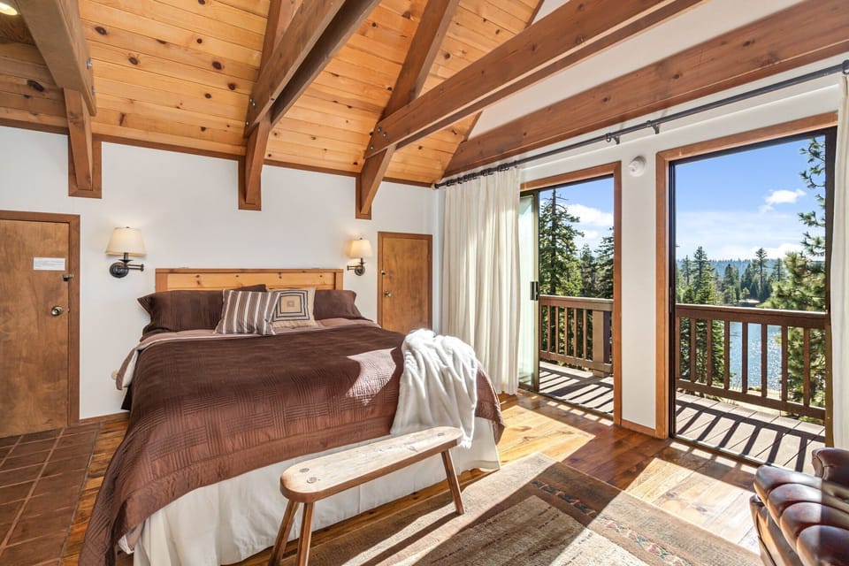 Indoors, Hardwood, Balcony, Stained Wood, Bed