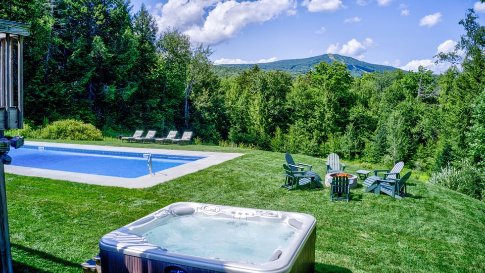 Hot tub and firepit are great after a day of fun.