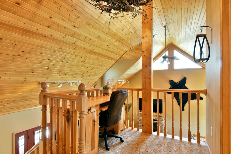 Desk and Office chair overlooking the Family Room 