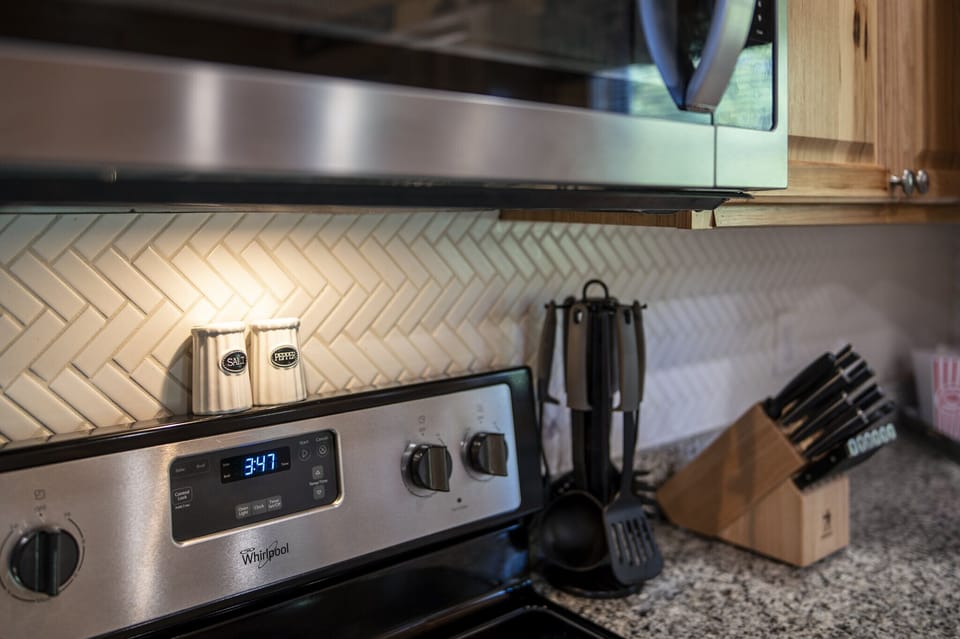 Quality utensils and cookware in this chef's kitchen.