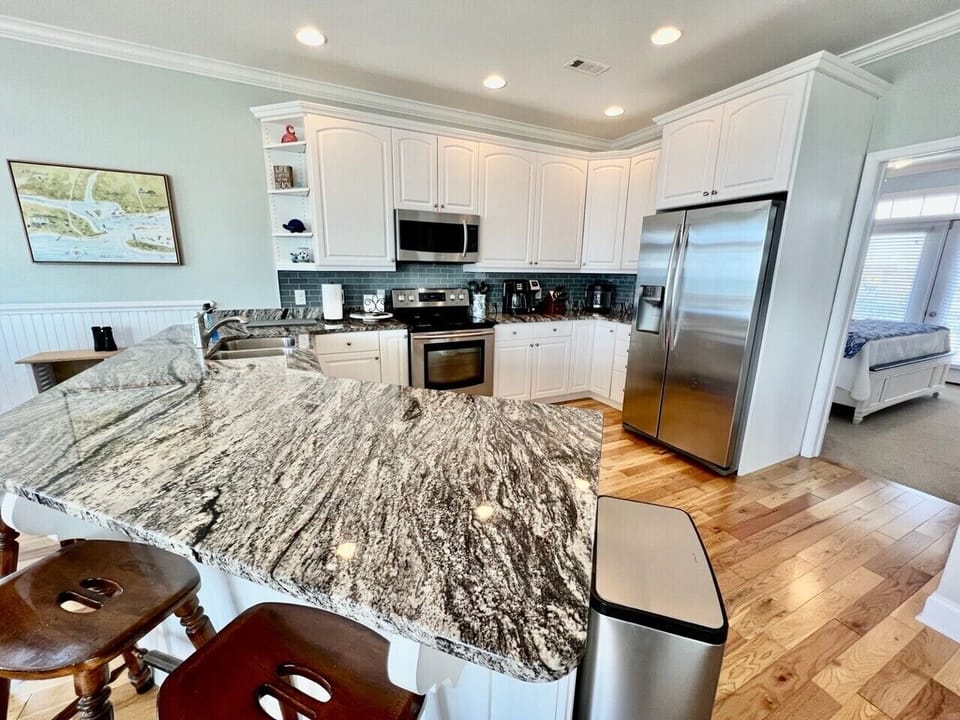 Kitchen with bar seating for 5