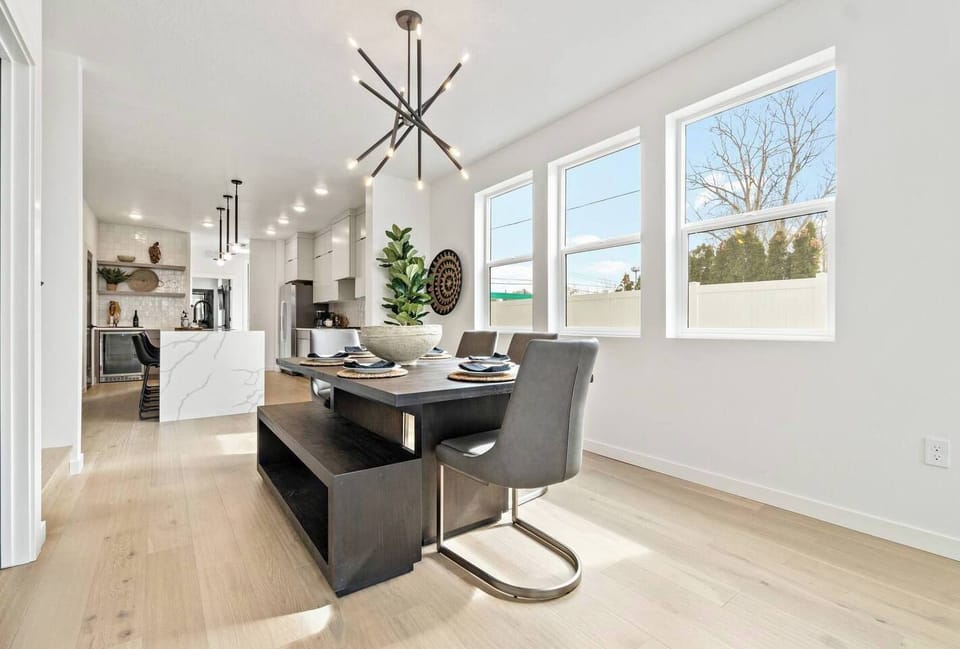 Large dining room table for eating, or perfect as a designated workspace
