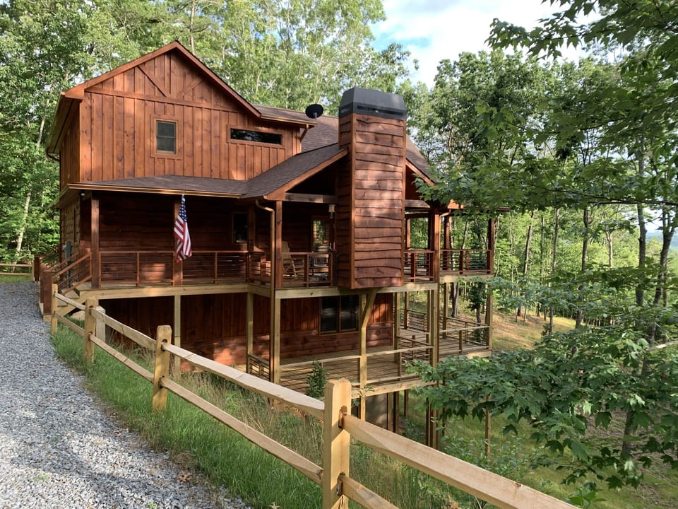 Nestled on a mountain side and with easy access from driveway into front door.