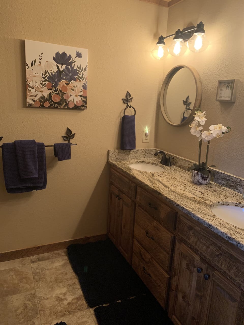 Upstairs main bathroom with shower and double sinks