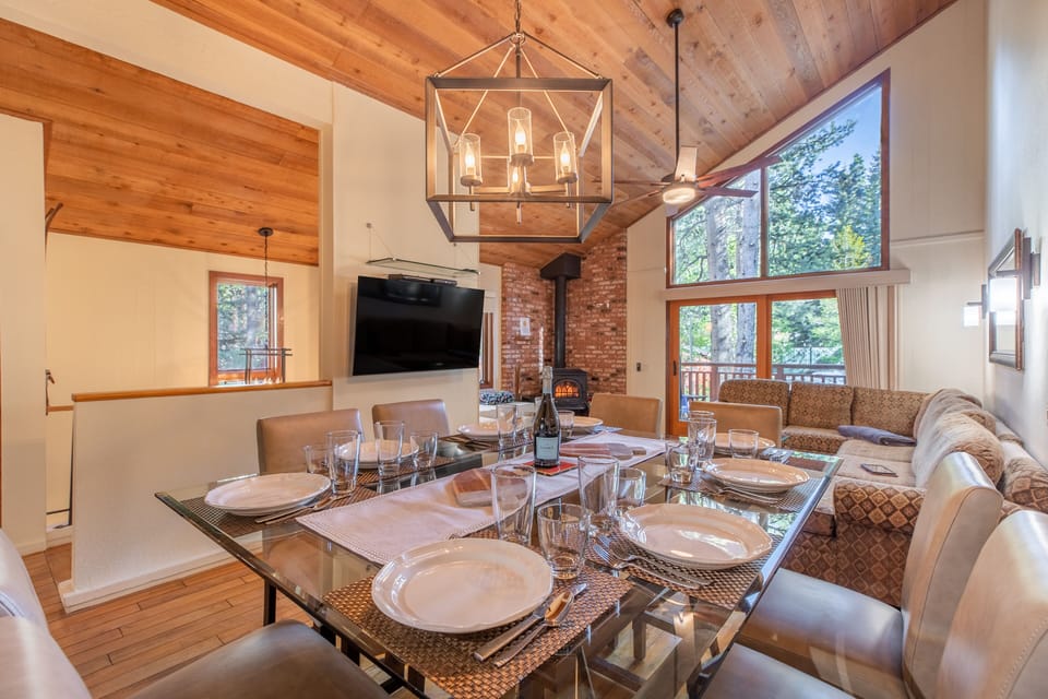 Enjoy a formal dinner for 8 at the large dining table that looks over living rm.