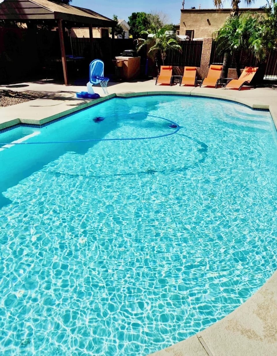 Beautiful salt pool with color changing led lights can also be heated ,