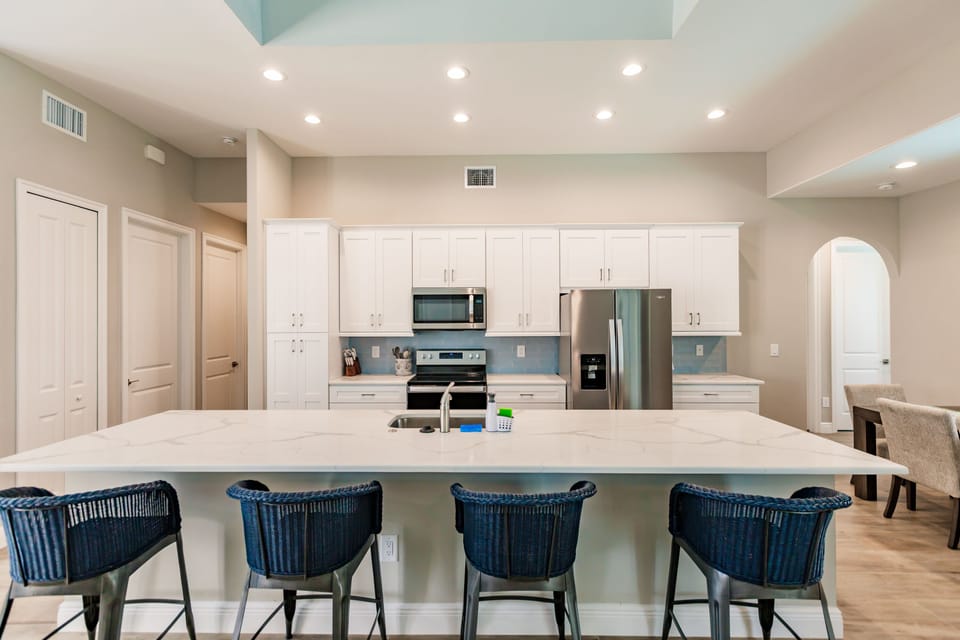 Four bar stools for entertaining at the island