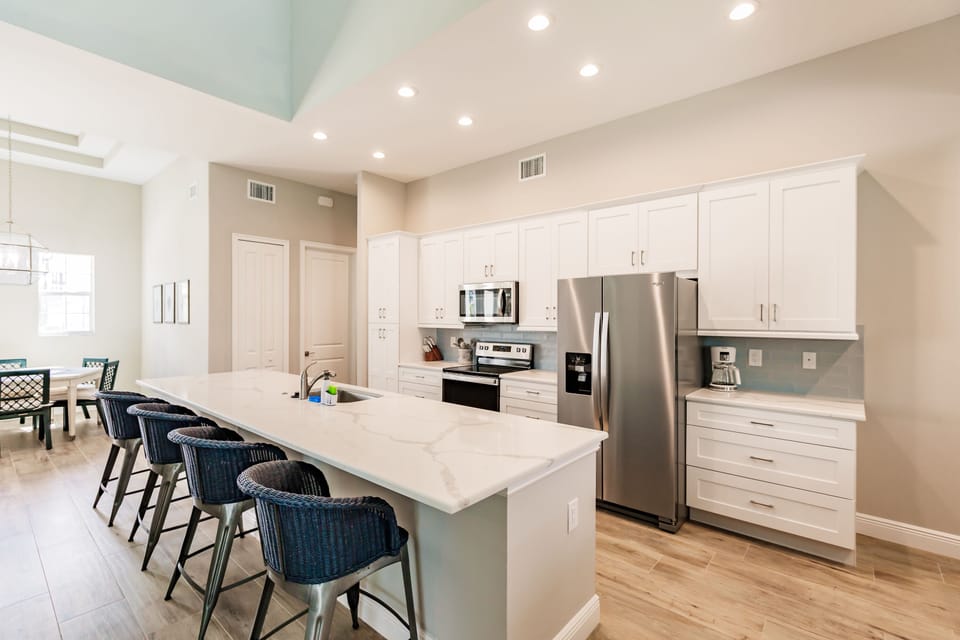Well equipped kitchen with oversized 12 ft island perfect for entertaining