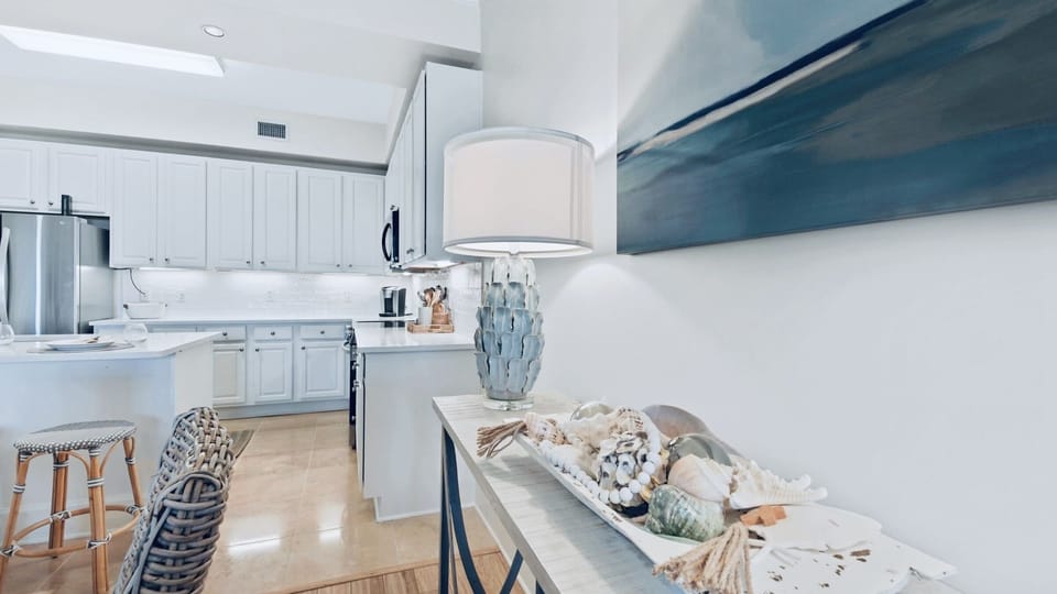 Modern coastal decor throughout 