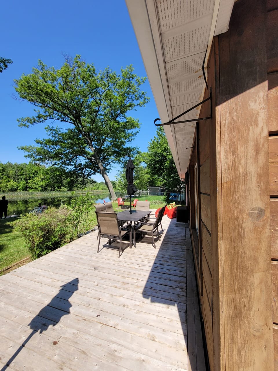 Back deck with lake view