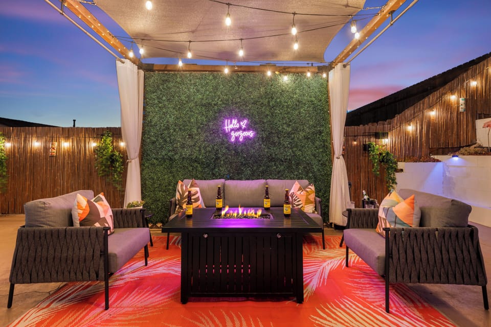 Our firepit area doubles as the perfect selfie spot!