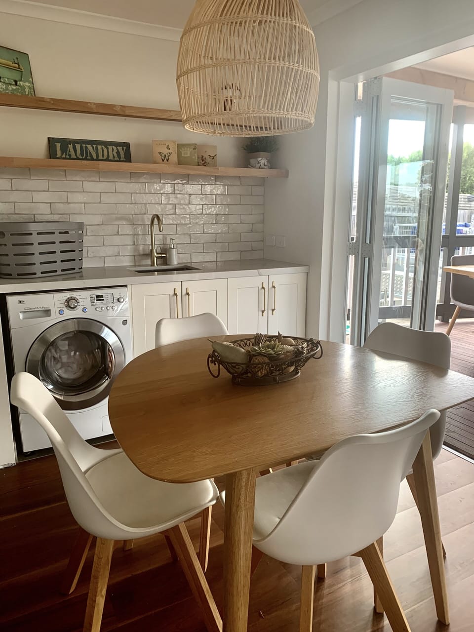 Inside dining with European laundry