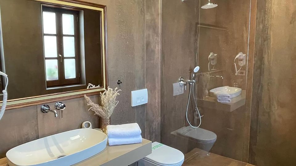 Queen Room | Bathroom | Hair dryer, bidet, towels, soap