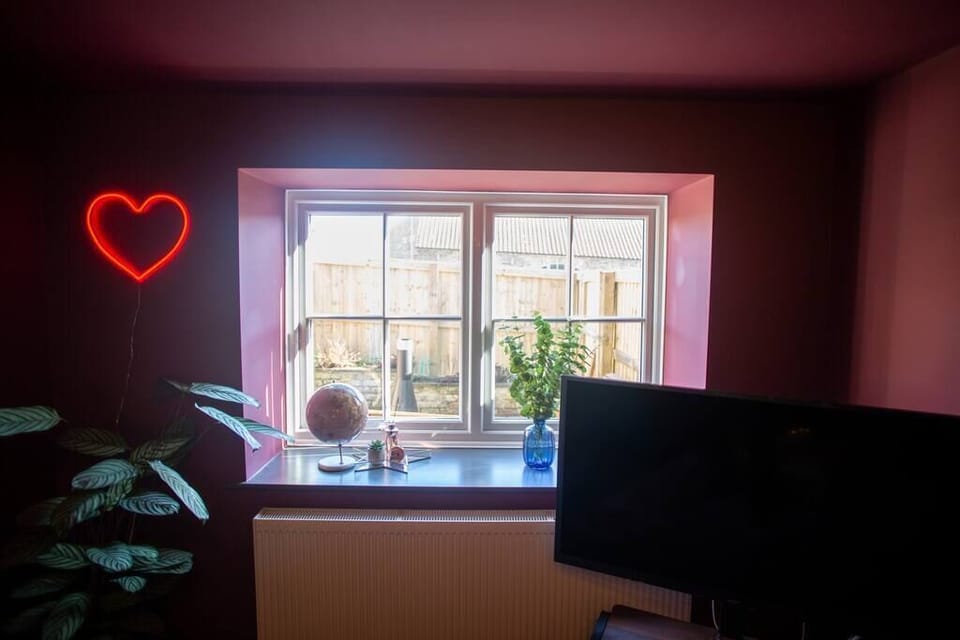 view from sofa in quirky living room