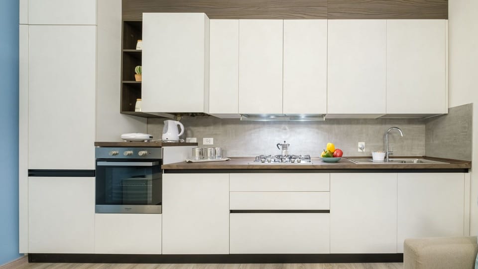Classic Apartment | Private kitchen | Full-size fridge, microwave, oven, stovetop
