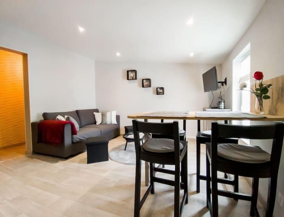 The living room with the relaxation and dining area