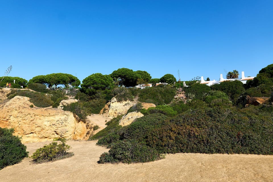 View from the rock formations to the Prainha resort in Alvor