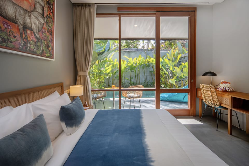 Deluxe Room, Private Pool | Premium bedding, minibar, in-room safe, desk