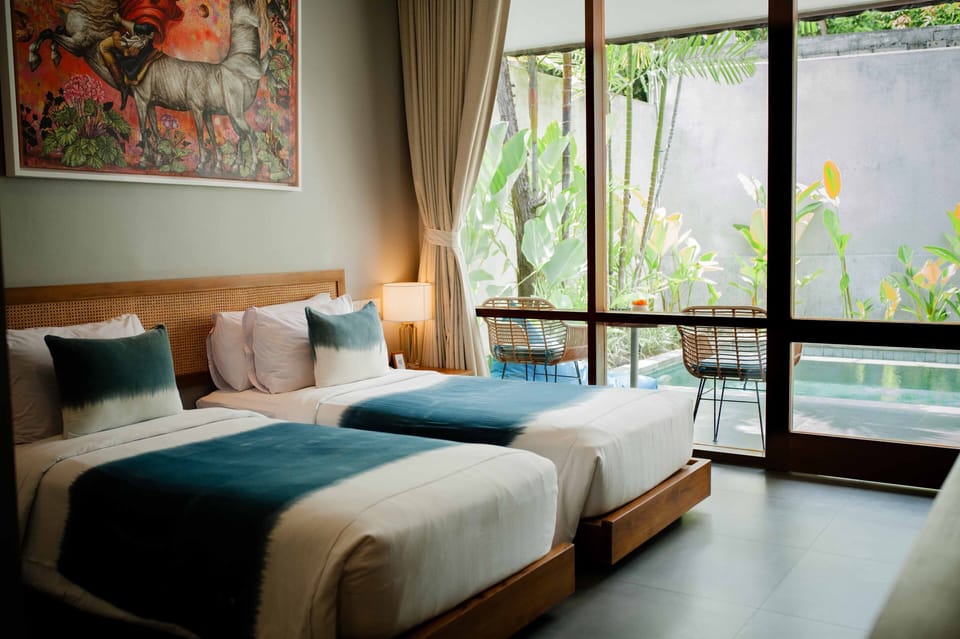 Deluxe Room, Private Pool | Premium bedding, minibar, in-room safe, desk