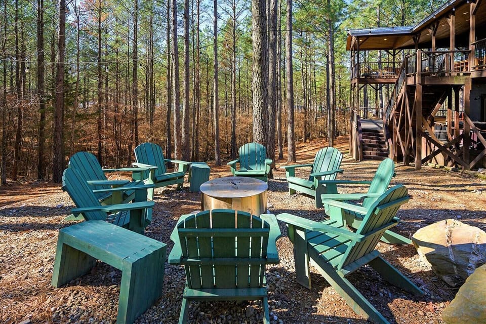 Cozy up on those chilly nights with our firepit surrounded by bistro lights. 