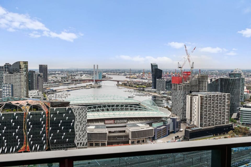 Actual  View from Balcony of :- Marvel stadium- Bolte Bridge- Docklands Harbour