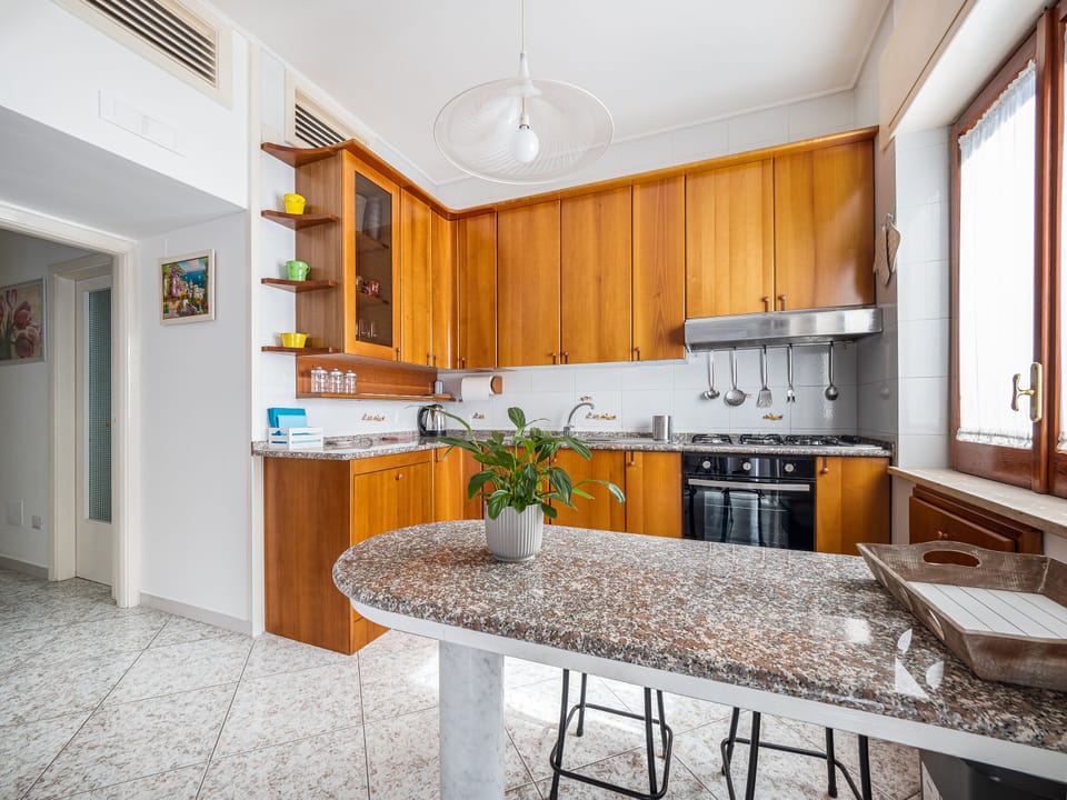 Panoramic Apartment | Private kitchen | Full-size fridge, microwave, oven, stovetop