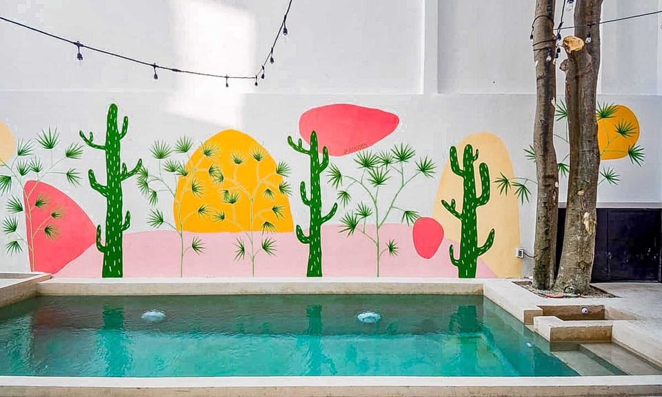 Wall adorned with a vibrant mural for artistic allure