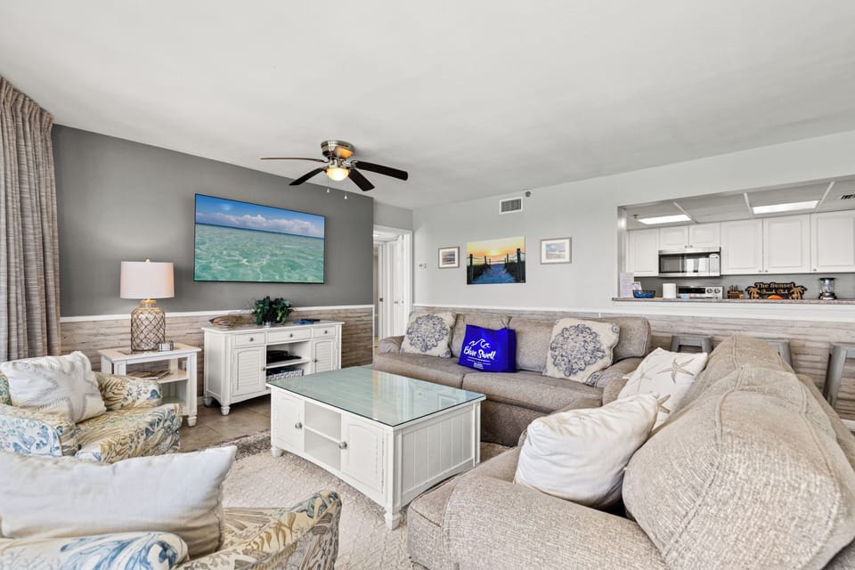 Condo, Multiple Beds, Ocean View (Long Beach Resort 2-901) | Living area | 55-inch flat-screen TV with digital channels