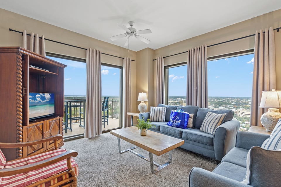 Condo, Multiple Beds, Balcony, Partial Ocean View (Origins at Seahaven 1705) | Living area | 40-inch TV with digital channels