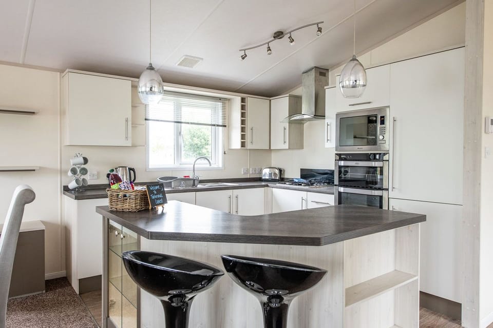 Fridge, microwave, oven, electric kettle