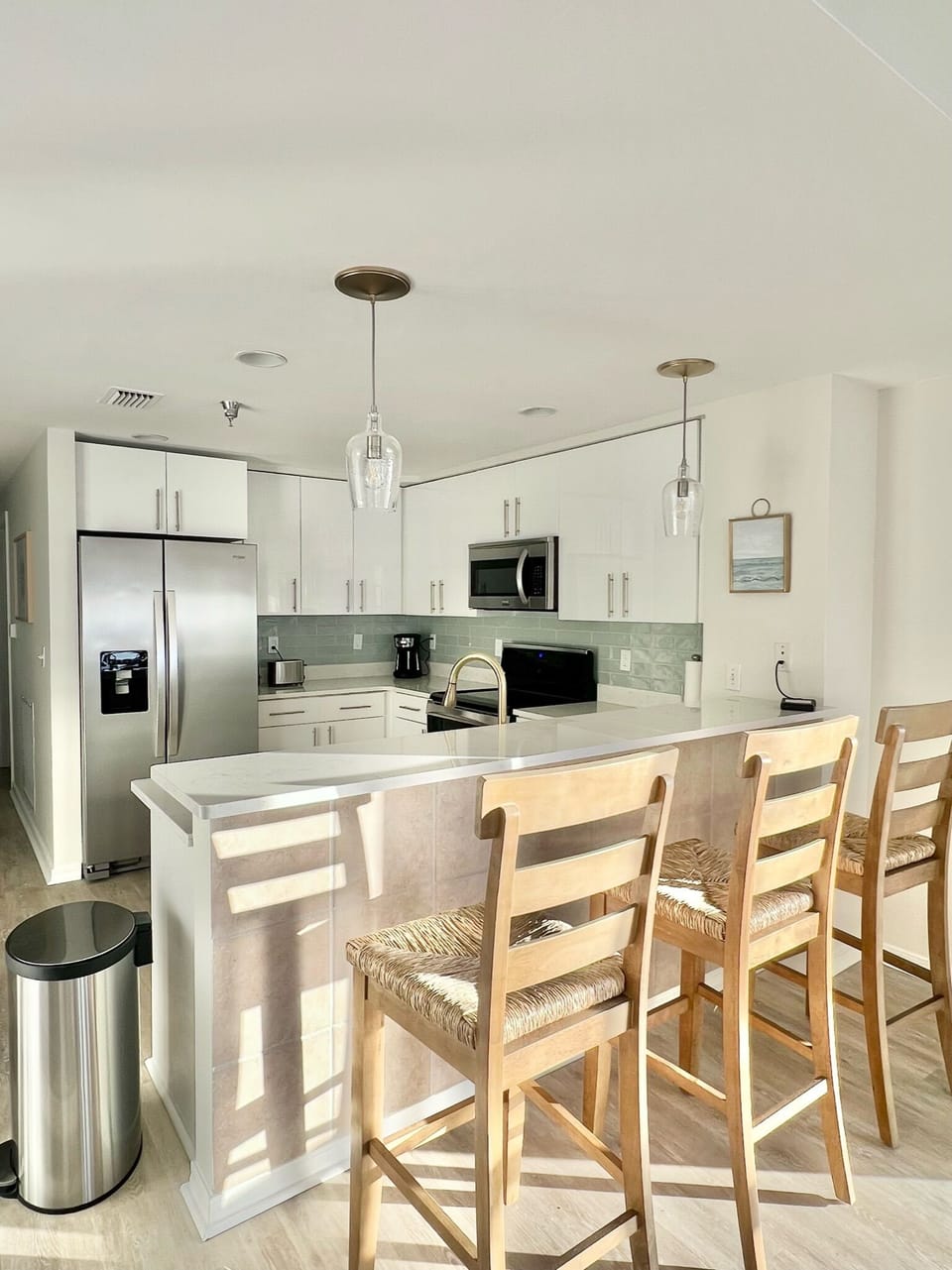 Plenty of space at this kitchen Island to entertain.