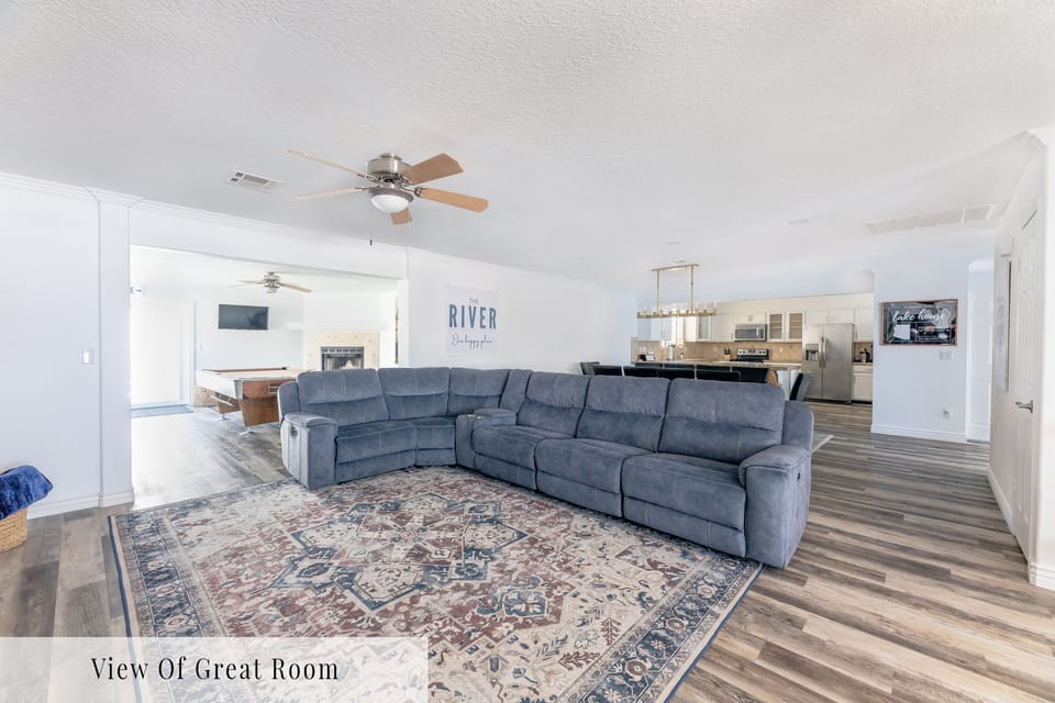 Bright, open space for movie nights and downtime.