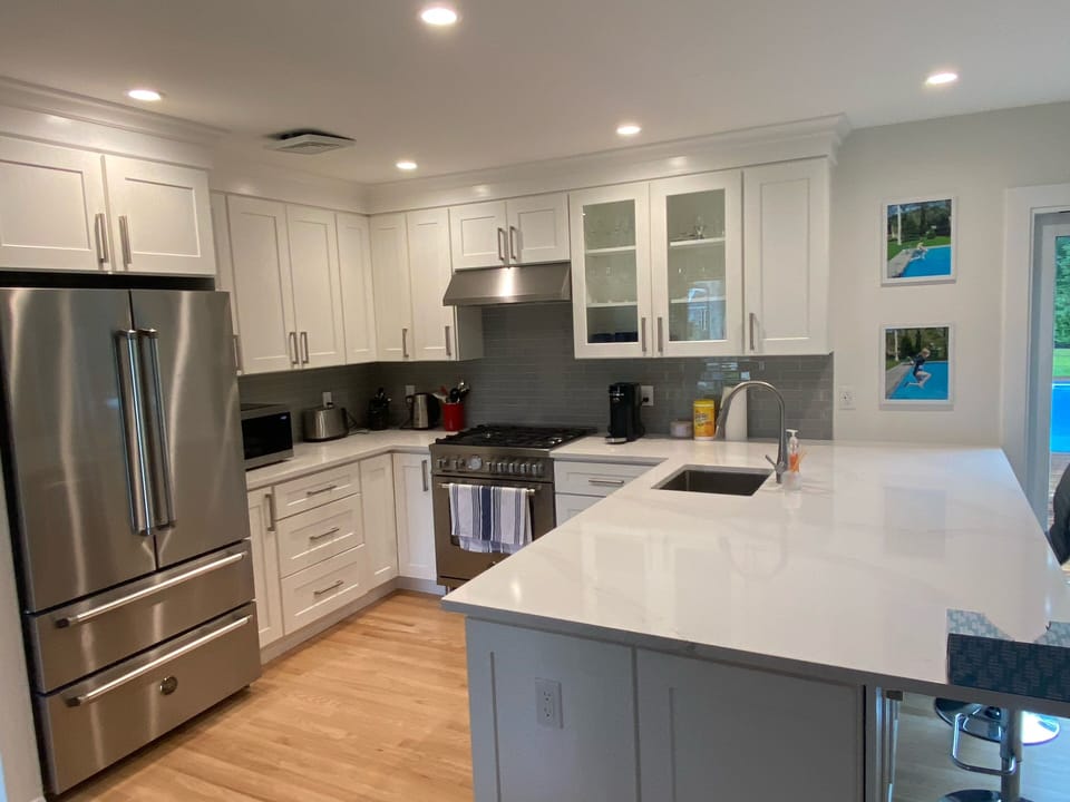 Kitchen recently redone with premium imported Italian appliances incl gas stove.