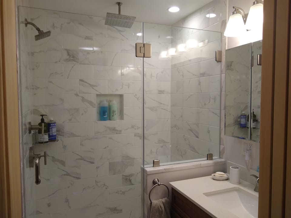 Downstairs has adjoining toilet room and shower/sink room.