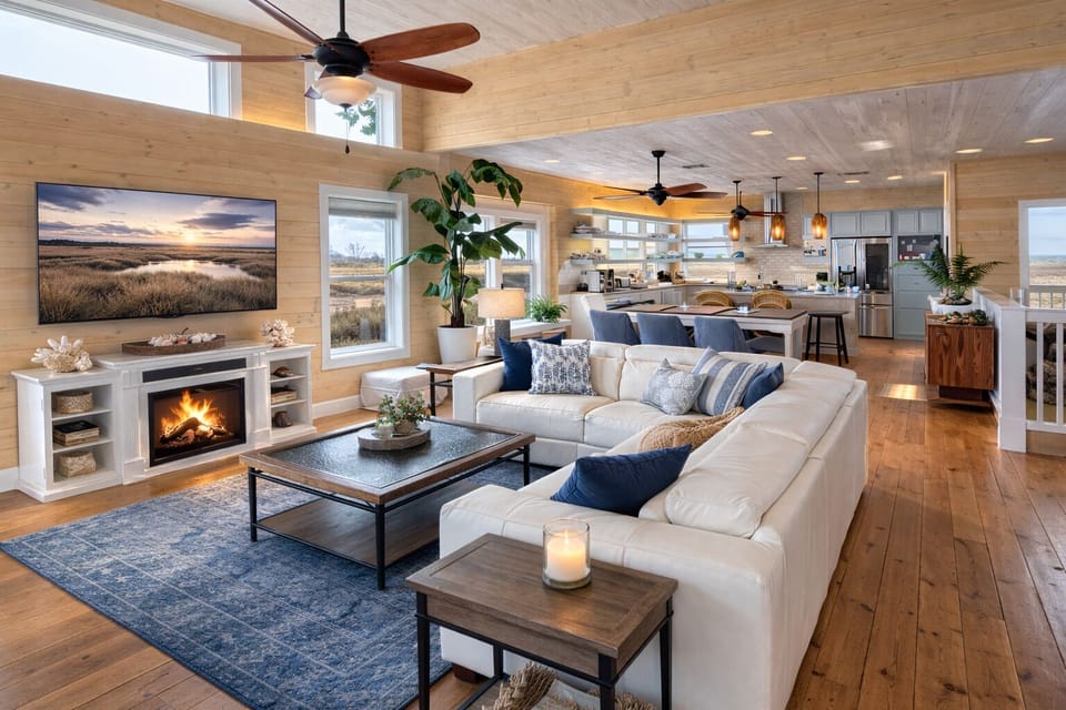 Spacious living area with gorgeous views in every direction.