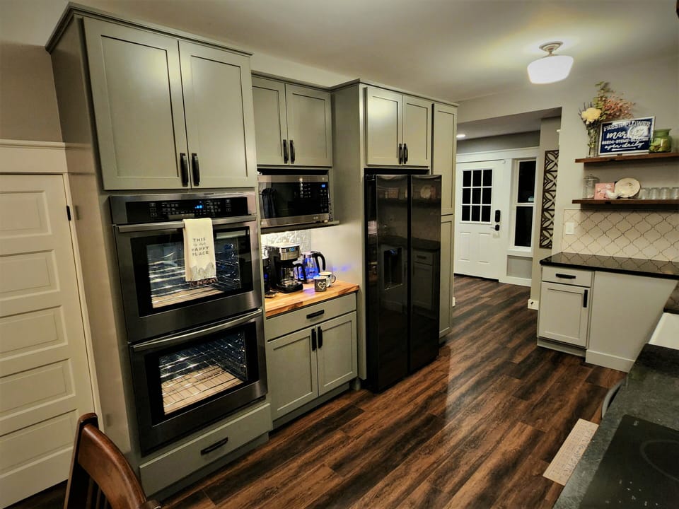Double oven, baking supplies, roaster, crockpot, waffle maker, toaster, and more