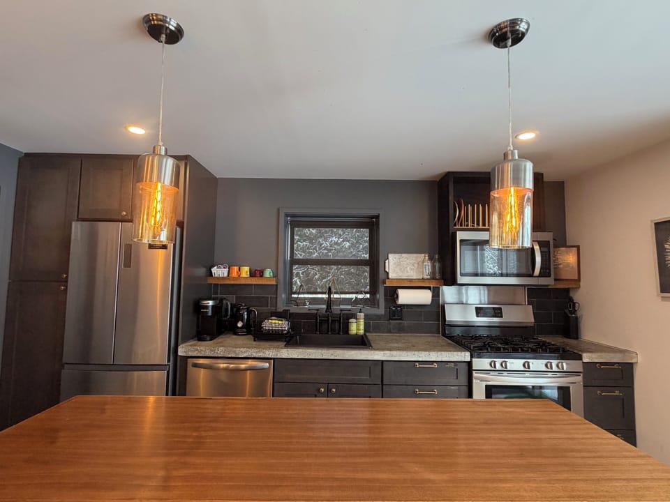 Kitchen: fully stocked. Keurig coffee maker. Full size refrigerator.