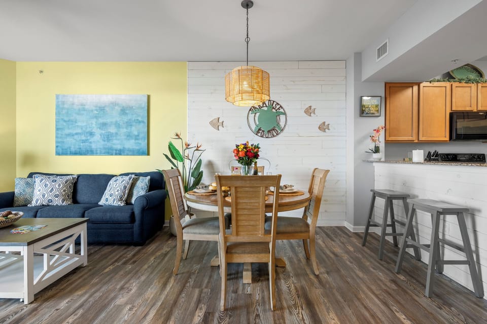 Beautiful dining space; seating for 4 with additional seating at kitchen island.