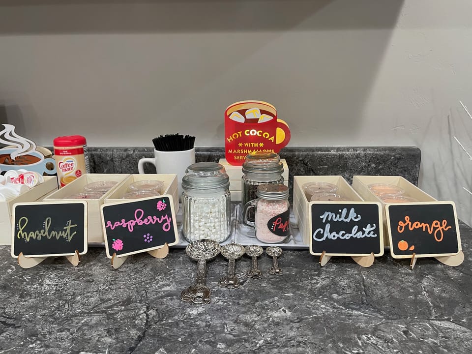 Our famous hot chocolate station!