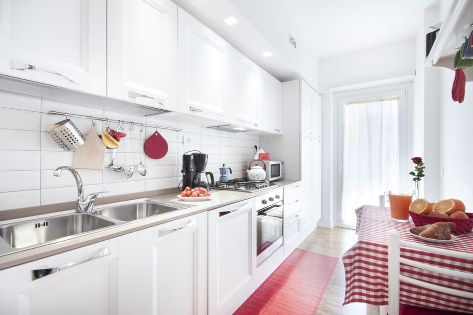 Our sunny and well-equipped kitchen