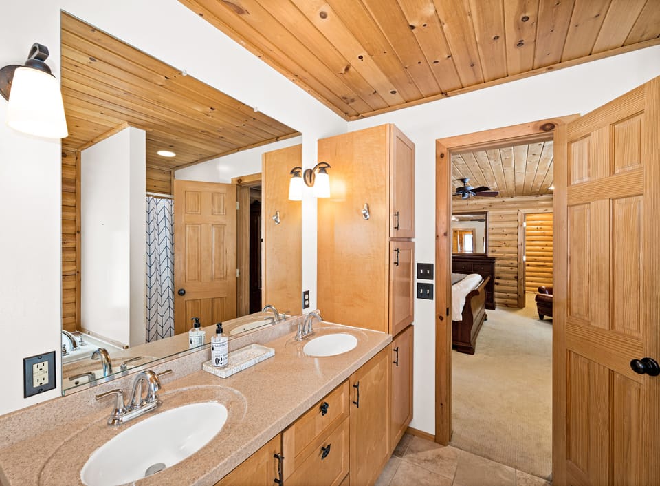 Master Bathroom also has a shower next to the tub. 