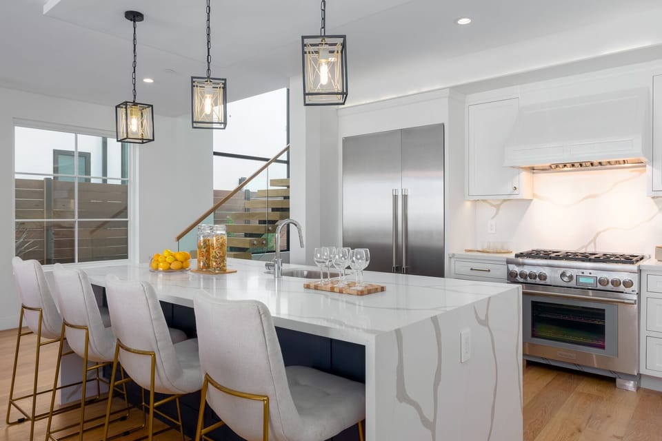Kitchen with high end appliances. 