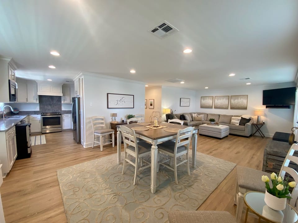 Living-room, kitchen and dining room
