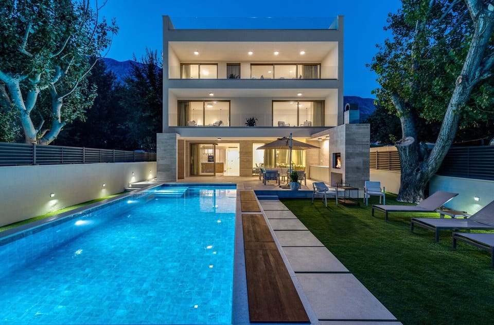 Beachfront Villa Erce - private 40sqm heated pool with an integrated hydro-massage system