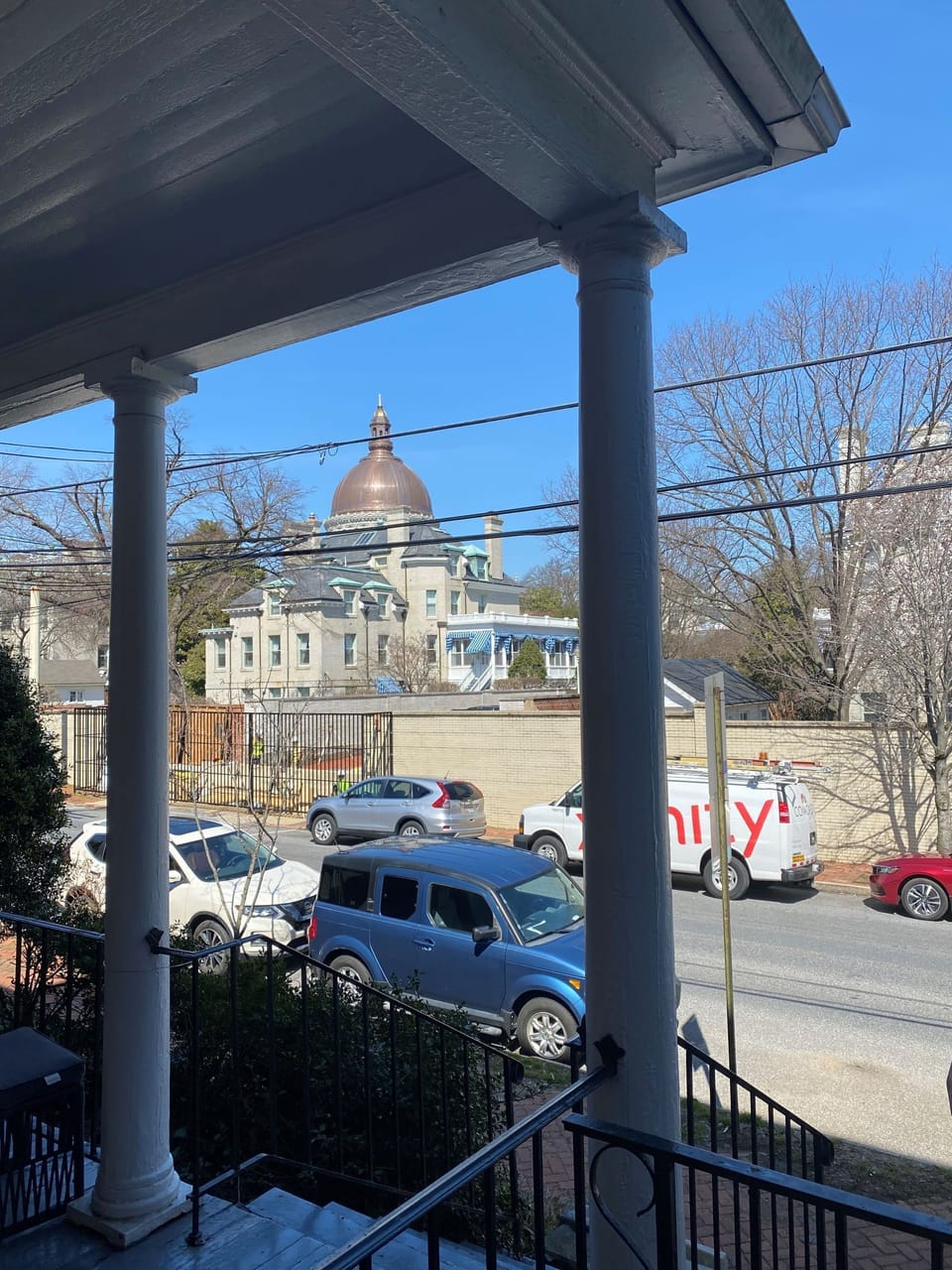The view from the front door entrance across from the US Naval Academy.